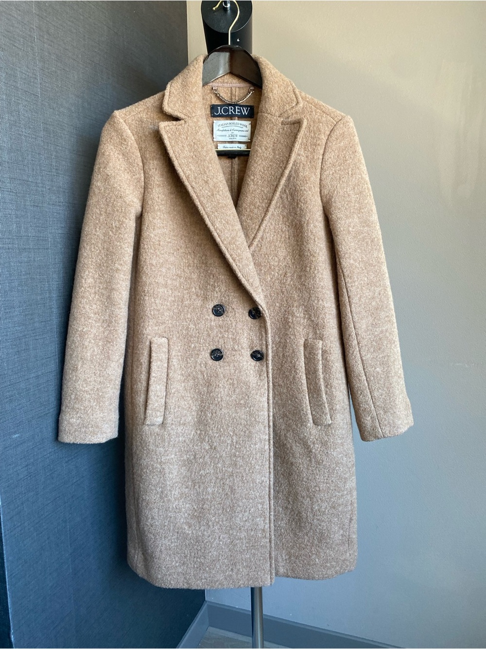 J. Crew Women's Double-Breasted Virgin Wool Coat in Camel